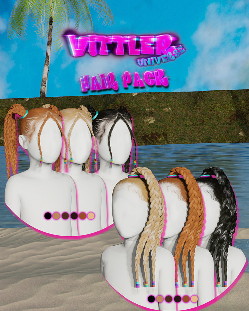 vittleruniverse:Beach Party Hair Pack (TS4) ‍♀TODDLER+CHILDRENMore info &amp; Download: MY P