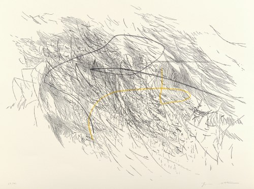 ochyming:Julie Mehretu    B. 1970, Ethiopian.Sapphic Strophe 2, from Poetry of Sappho, 2011 Relief p