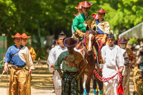 Various pictures of the participants of the annual “Yabusame Matsuri” at Shimogamo jinja