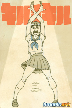 kmanicart:  Sketch 15, Mako says you should get naked.Believe me, that makes sense in context.So, I had to complete the Kill la Kill set by sketching up Mako Mankanshoku. She was actually rather fun to draw. :)