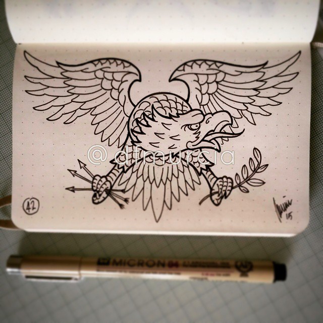 42 of 365 Old school eagle tattoo drawing done... - DFMURCIA GRAPHICS
