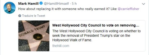 thefingerfuckingfemalefury: cheskamouse: Go Hollywood, doing something right this time. I support Mark Hamill’s suggestion :D