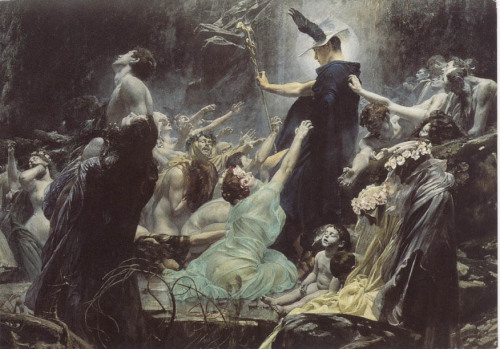 silenceforthesoul:  Adolf Hirémy-Hirschl - The Souls of Acheron, 1898 
