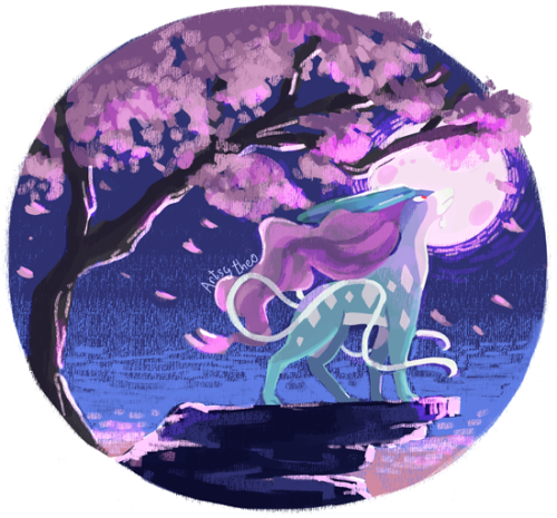 artsy-theo:Suicune in the light of the moon!