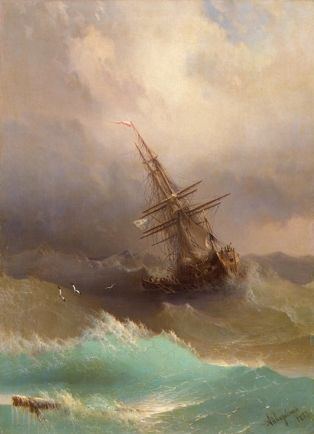 lionofchaeronea:Ship in the Stormy Sea, Ivan Aivazovsky, 1887