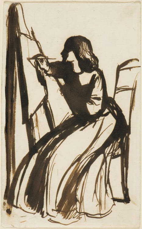 Elizabeth Siddal seated at an easel (1852) Dante Gabriel Rossetti
