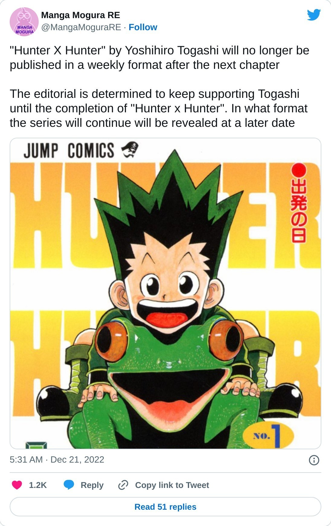 Hunter x Hunter Mangaka Yoshihiro Togashi Reveals Completion of