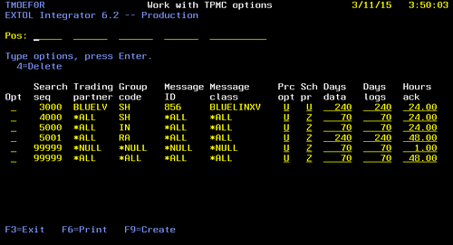 EXTOL Trading Partners Message Class Options