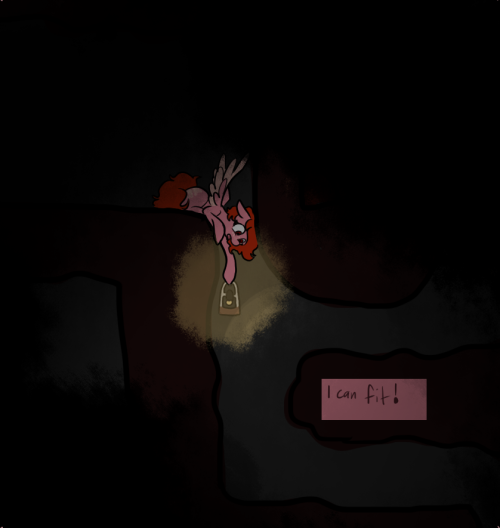 charlie-bad-touch:  <–PreviousPeachy Keen does just that, glad to be able to shimmy her way down the terrible tunnel. The yelling has subsided but shes almost certain that it was probably definitely coming from here. Ish. Any advice to give to Peachy