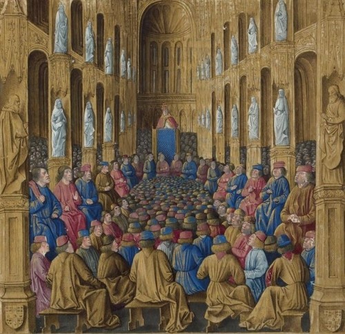 Pope Urban II encourages nobles and clergymen to participate in the first crusade at the Council of 