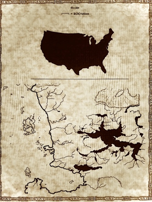 [[ From the 2e Forgotten Realms Campaign Setting (the “Gray Box”): size comparison between Faerûn an