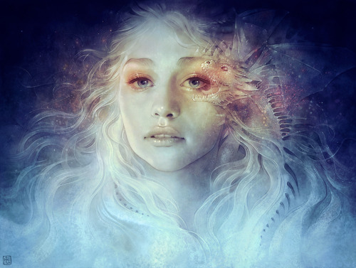 gameofthrones-fanart:  Mother of Dragons: Amazing Daenerys Digital Painting annadittmann:  “Mother of Dragons” Best way to deal with the sunday evening wait - draw khaleesi Prints available here! annadittmann.com   