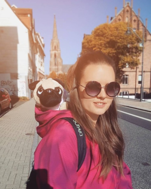 Weekend bike ride with wolfgang - a pug dressed in an unicorn suit, because the pink alpaca was too 