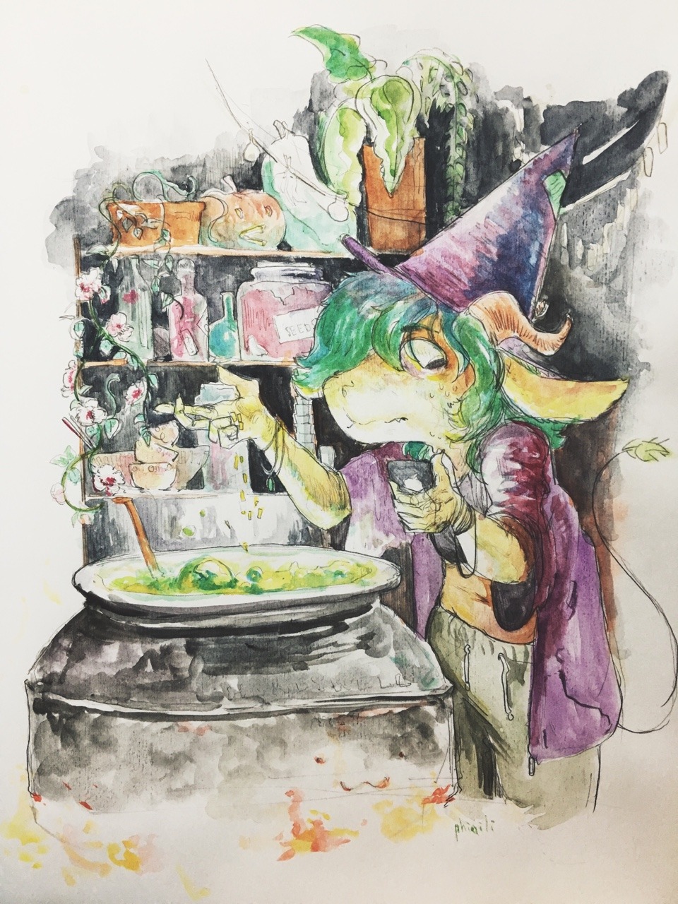 phiaili: Novice witch prepares stuff really slowly with the help of the internet
