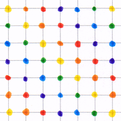 konkretegifs: #23 Title: Rainbow Points Technique: Drawing with Stabilo markers on quad paper (12 Fr