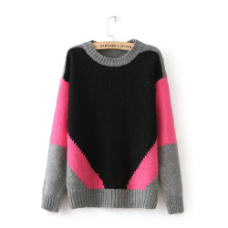 stylelist-tidebuy:  Chic Block Round Neck Long Sleeve Knit Sweater