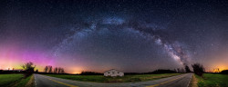 theverge:  just—space:Milky Way Full Arc and Aurora in Maine