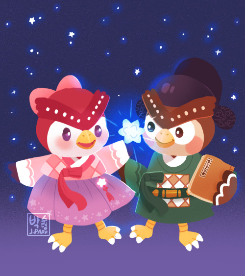 Catching up on Hanboktober!! Days 9, 10, &amp; 11Animal Crossing - Celeste, Blathers, KK&nb