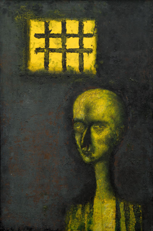 Jaroslav Hořánek (1925-1995) — Prisoner  [oil on hardboard, 1964]