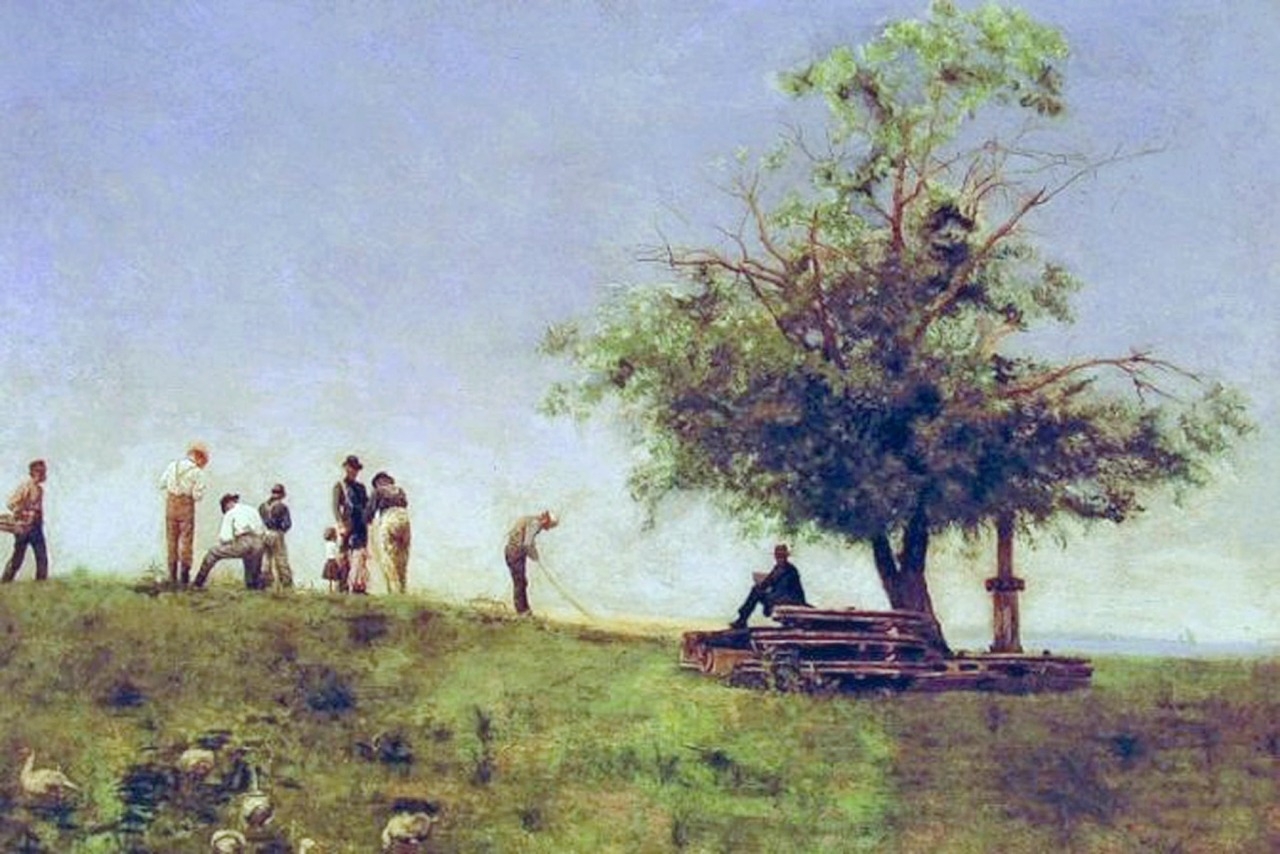 Thomas Eakins (Philadelphia, 1844 - 1916); Mending the net, 1881; oil on canvas,
