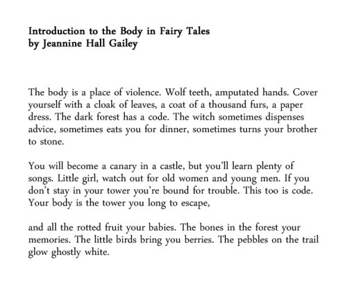 eros-turannos:Introduction to the Body in Fairy Tales by Jeannine Hall Gailey