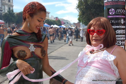 mistressaliceinbondageland:  Folsom Street Fair sissy handjob on the corner of 8th St and Folsom…  This is the most public cumshot I have ever filmed and one of the most extreme public humiliation movies in my collection. I love this shoot so much.