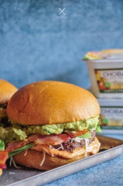 food-porn-diary:  Southwest Bacon Burgers with Guacamole and Spicy Yogurt[800x1204]