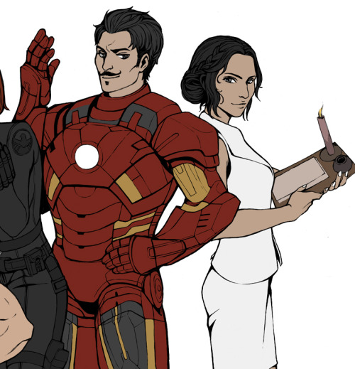 lilyrutherfordblog:  The Avengers : Dragon age (?)  ^▽^I sketched this a while ago (here). Finally I finished it after watching The Avengers 2. It took a freaking long time to clean up and do line works. 7 full bodies and the details that the characters