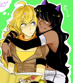 weissrabbit:  so on twitter i mentioned about Blake and Yang getting personalities switched for a day and it’s pretty hilarious (Yang’s book is the cowboy equivalent to Ninjas of Love btw: Wild West Willies Book One: the Rodeo Romance) haven’t been