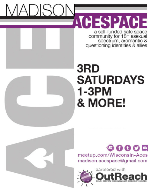 The October 2020 Madison Acespace Support Group meetup will be Saturday, October 17th, 1-3p online!T