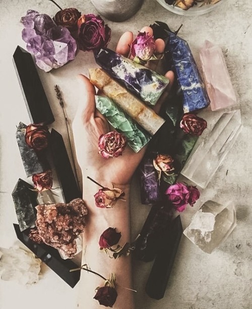 uyesurana:crystal points &amp; dried flowers &lt;3