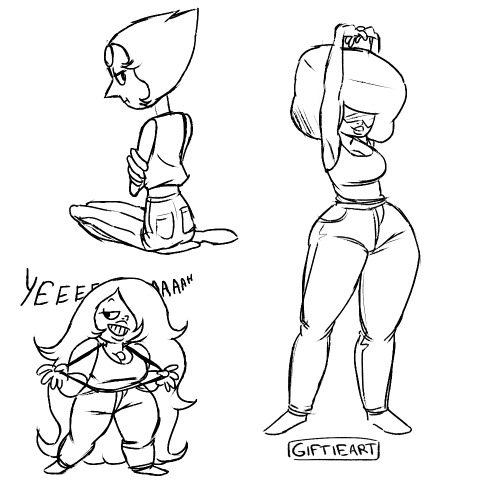 giftieart:  I LOVE rebeccasugar’s doodles of the gems in jeans, so I thought I’d draw them like that too :D Also I’m getting my wisdom teeth whipped out soon and doodling helped me relax a bit lmao