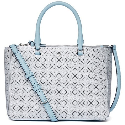 Tory Burch Robinson Perforated Metallic Small Multi Tote (see more tory burch purses)