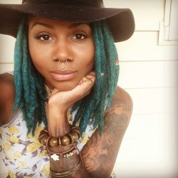 curlynugrowth:  Woman (Hair) Crush! @jaymoneyy because not very many can pull off teal locs with such dopeness! via IG http://ift.tt/1sdm3ik