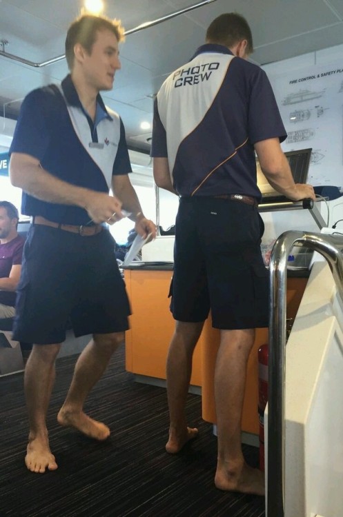 gayfootblog: barefootladblog: Imagine working with these hot barefoot men! I would really like to :-) it would be the ideal job. The soles of the man in the top pic :-P  amazing… 