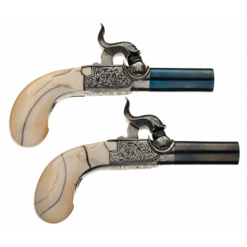 Pair of beautiful 19th century French percussion muff pistols.
