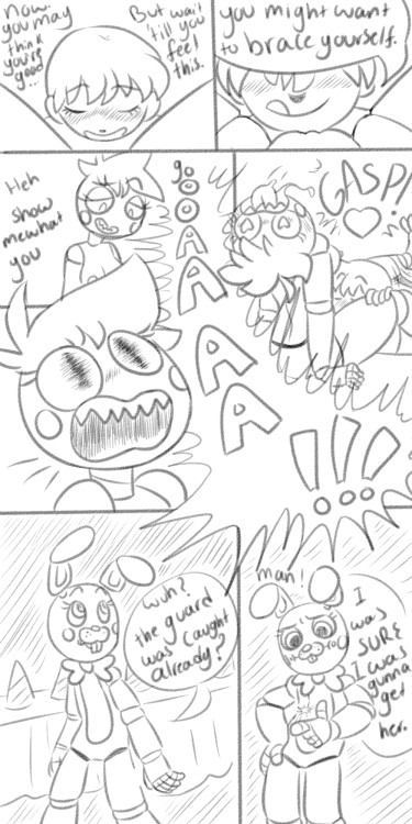 fivenightsatfreddysporn:  unnecessaryfansmut:  the comic so farwhen will it update? nobody knows  Wuh? The guard was caught already? Man, I was sure I was gonna get her! xD oh my, I love this comic