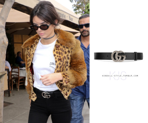 Kendall jenner | candid | October 12, 2016 Gucci Leather belt with double G buckle- $420 