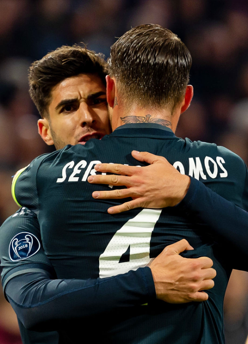 madridistaforever - Asensio celebrates with Ramos after scoring...