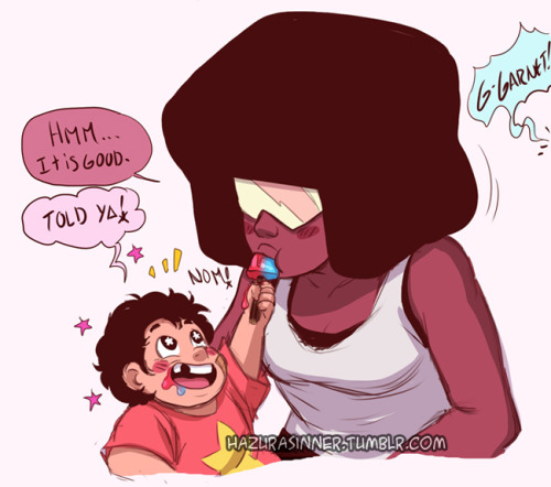 hazurasinner:  Garnet just can’t resist that cutie pie’s face! Messy doodles I had lying around that decided to clean up a bit and give some color to vent out some stress. Please don’t repost!Steven Universe © Rebecca Sugar 