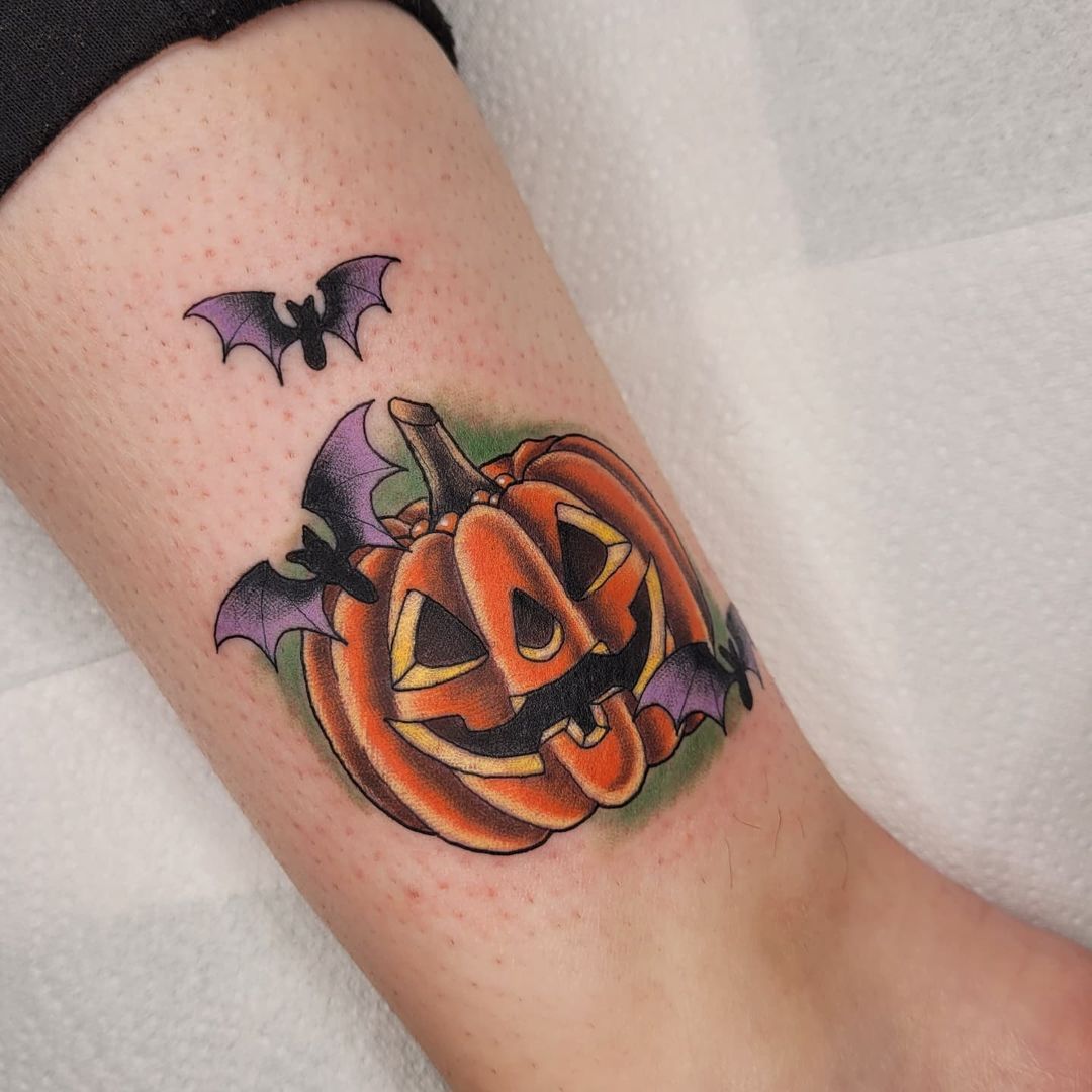 Halloween Tattoo Pumpkin Art Board Print for Sale by taramargolis   Redbubble