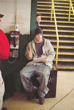 home-of-hip-hop:  Eminem was literally writing battle raps, freestyles and songs for the movie 8 mile in between short breaks on set, including his biggest hit lose yourself.   