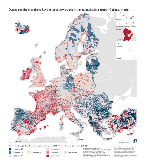 EVOLUTION OF THE POPULATION IN EUROPE (2001-2011) / EVOLUCIÓN DE LA POBLACIÓN EN EUROP