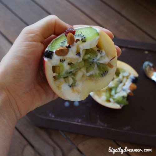 beautifulpicturesofhealthyfood:  Fruit Salad Apple Bowl - Great way to serve breakfast or a snack with a twist…RECIPE 