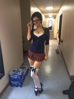 A schoolgirl bimbo does anything she can to get an A, even if she’s happy with her Fs.