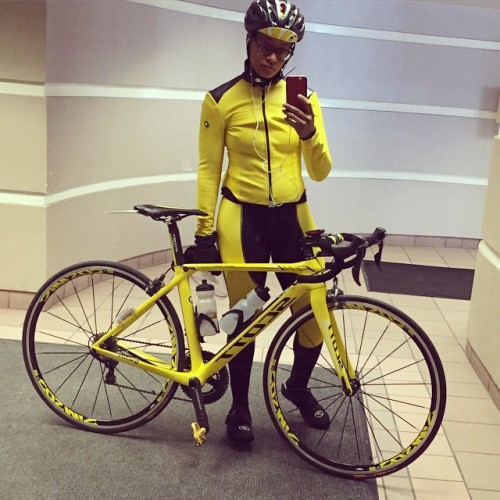 deucedlydeuce:Can I be the #yellow #powerranger even though I’m #black ?? #deucedimples #blackbikerc