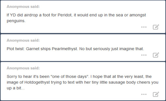 Anon answers under the cut! If you’ve asked me an anonymous question since 9/12, this is the post you’ve been waiting for.I think I’m gonna keep Garnet, Amethyst, Pearl, and non-Night Blogger Steven away from Yellow Diamond until we learn a little