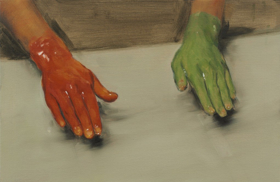 cavetocanvas: Michaël Borremans, Red Hand, Green Hand, 2010 