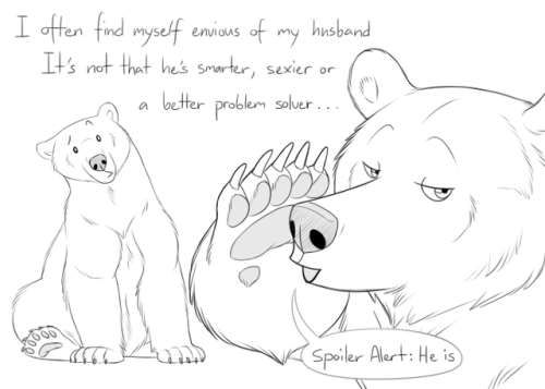 bearlyfunctioning:   Comic #116: Husband Envy - Patreon - Twitter - Facebook - Art tumblr     My husbear just finished up his schooling & Is a fully certified journeyman electrician! Its been really stressful & iv been so proud of how much study