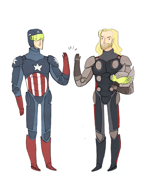 gingerhaze:stuff I never posted: this Cap and Thor as Jaeger pilots commission (I forgot whose it wa